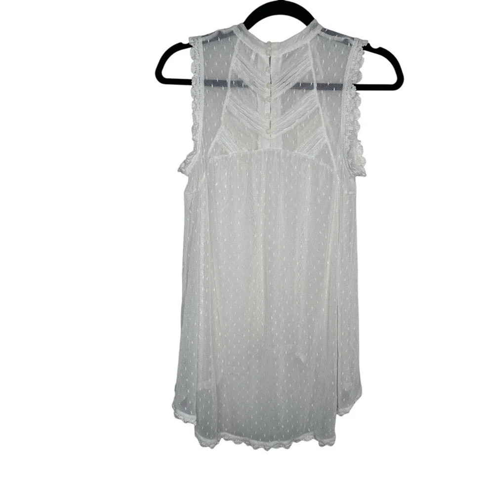 Free People Lace New Romantics Blouse Top Shirt Mesh Sheer Victorian S Small FP - Picture 3 of 9